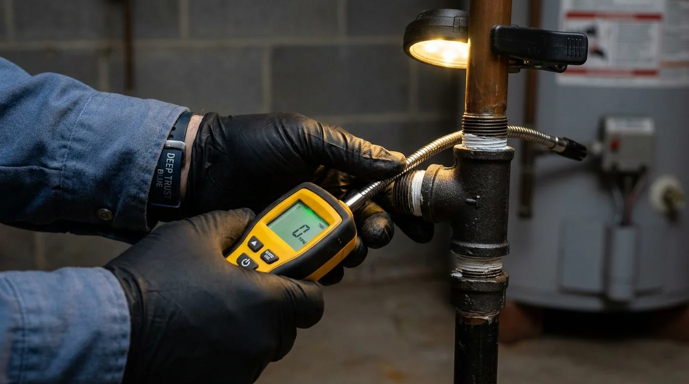 Gas leak detection with electronic sniffer by Johns Plumbing LLC in New Summerfield