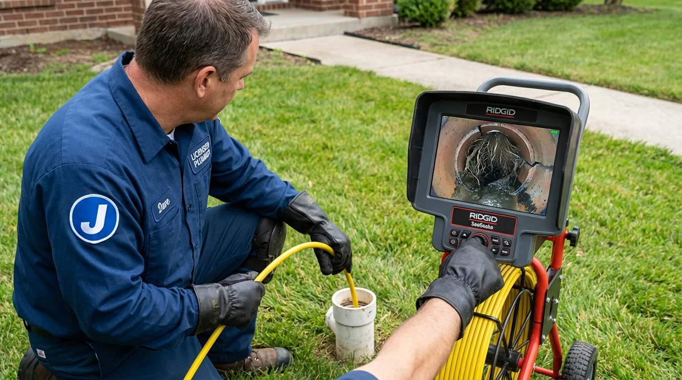 Sewer camera inspection being performed by Johns Plumbing LLC in New Summerfield